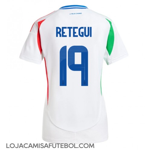 Camisa de Futebol Itália Mateo Retegui #19 Equipamento Secundário Mulheres Europeu 2024 Manga Curta